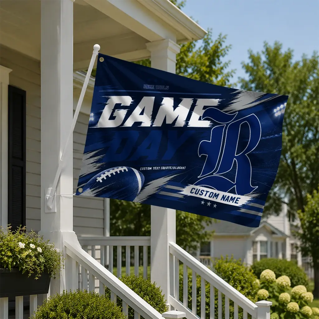 Rice Owls House Flag Personalized Action Streaks Navy Blue New Arrival Rice Owls House Flag Personalized Action Streaks Navy Blue New Arrival