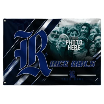 Rice Owls House Flag Personalized Diagonal Stripes Navy Blue Best Selling