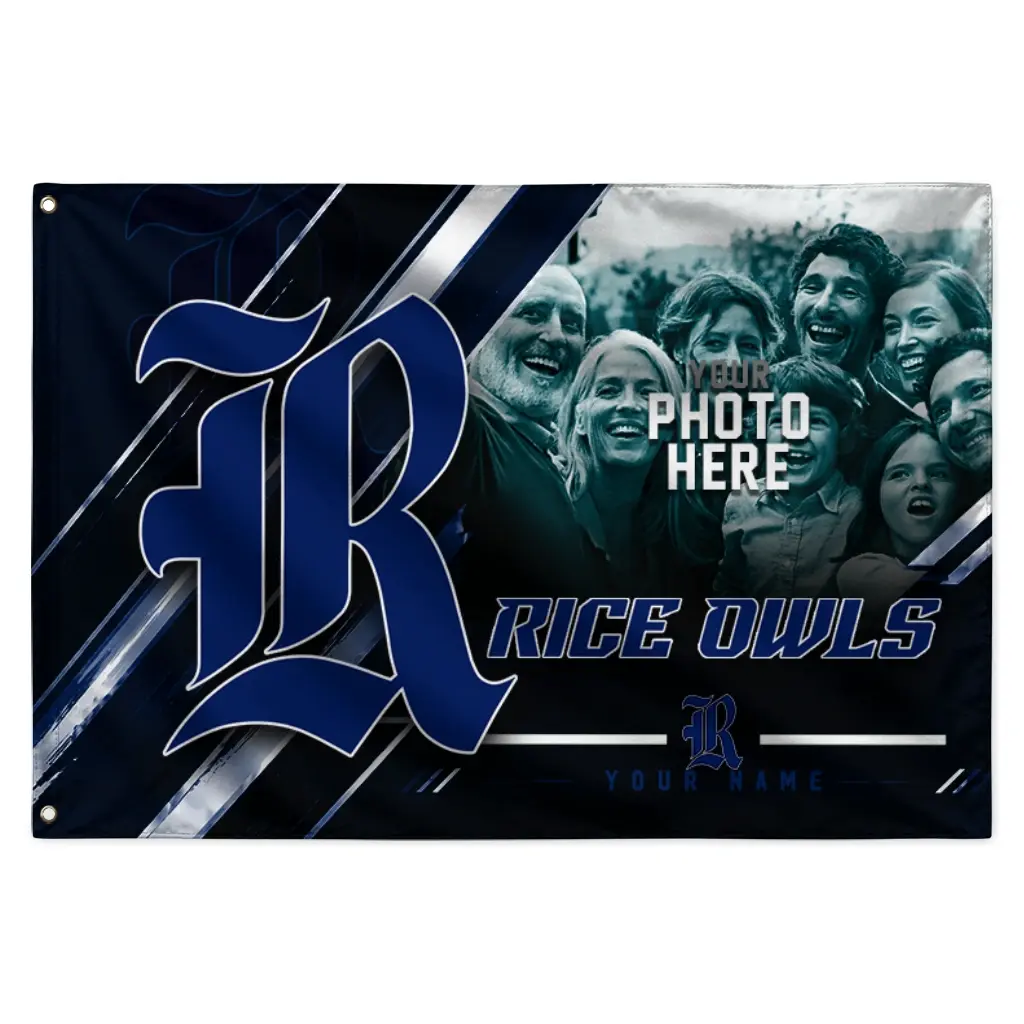 Rice Owls House Flag Personalized Diagonal Stripes Navy Blue Best Selling Rice Owls House Flag Personalized Diagonal Stripes Navy Blue Best Selling