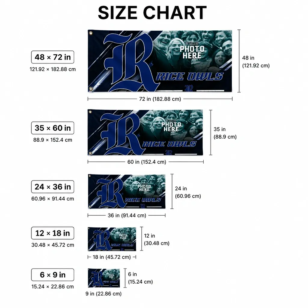 Rice Owls House Flag Personalized Diagonal Stripes Navy Blue High Quality Rice Owls House Flag Personalized Diagonal Stripes Navy Blue High Quality