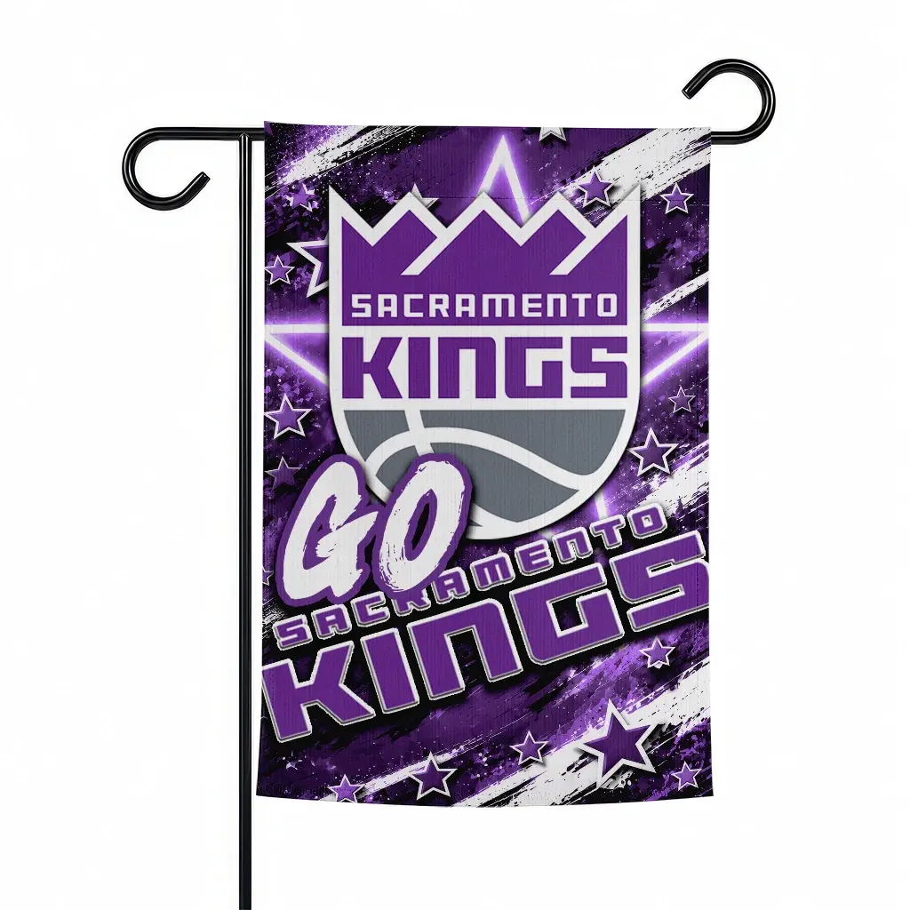 Sacramento Kings Garden Flag Custom Glowing Star Purple Best Selling Sacramento Kings Garden Flag Custom Glowing Star Purple Best Selling
