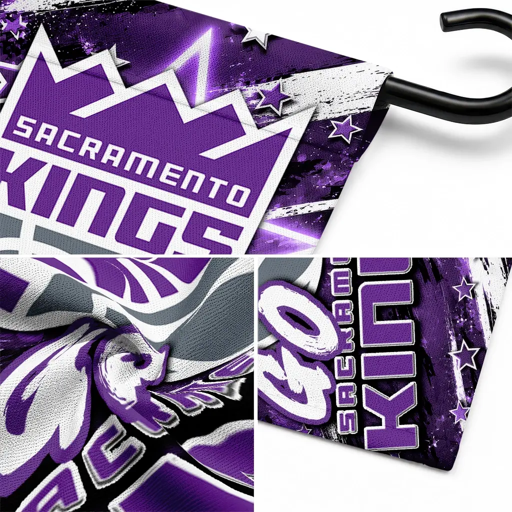 Sacramento Kings Garden Flag Custom Glowing Star Purple Latest Model Sacramento Kings Garden Flag Custom Glowing Star Purple Latest Model