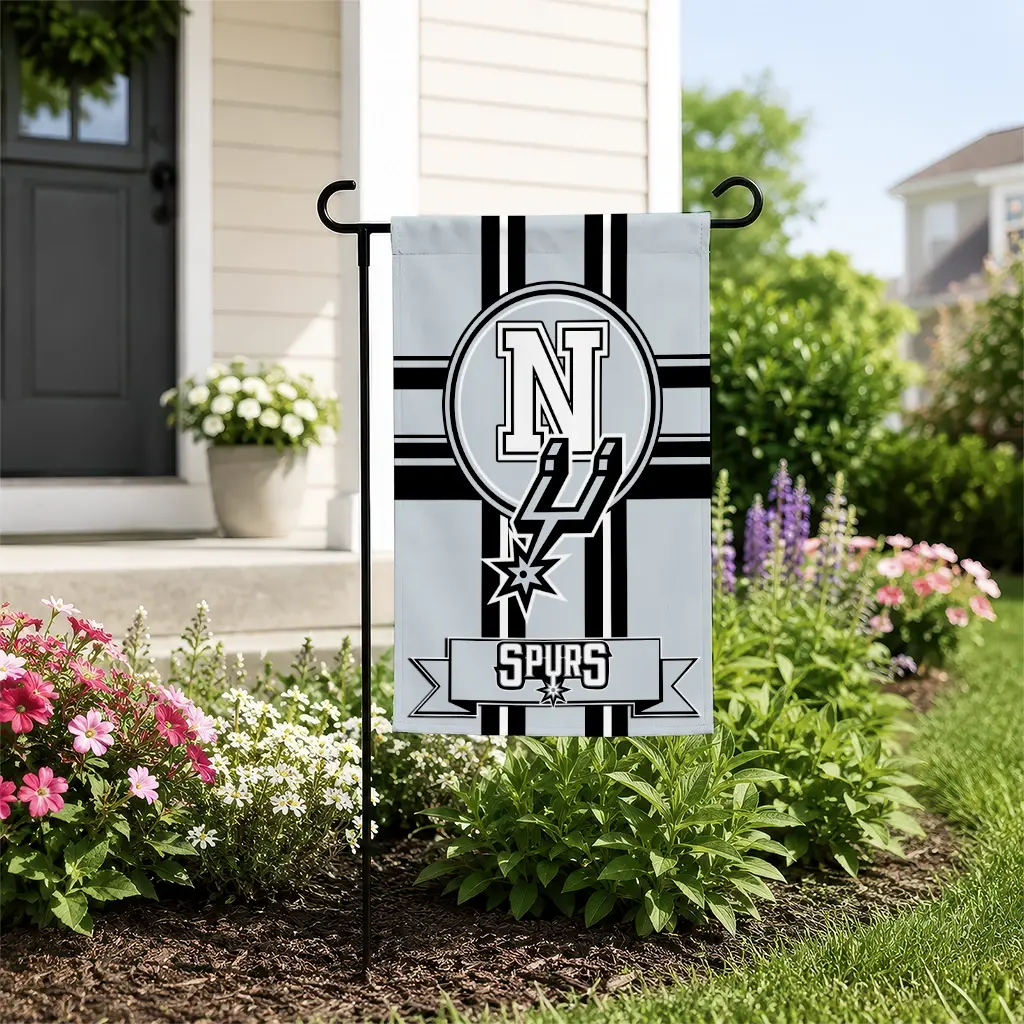 San Antonio Spurs Garden Flag Custom Circle Medallion Silver New Arrival San Antonio Spurs Garden Flag Custom Circle Medallion Silver New Arrival