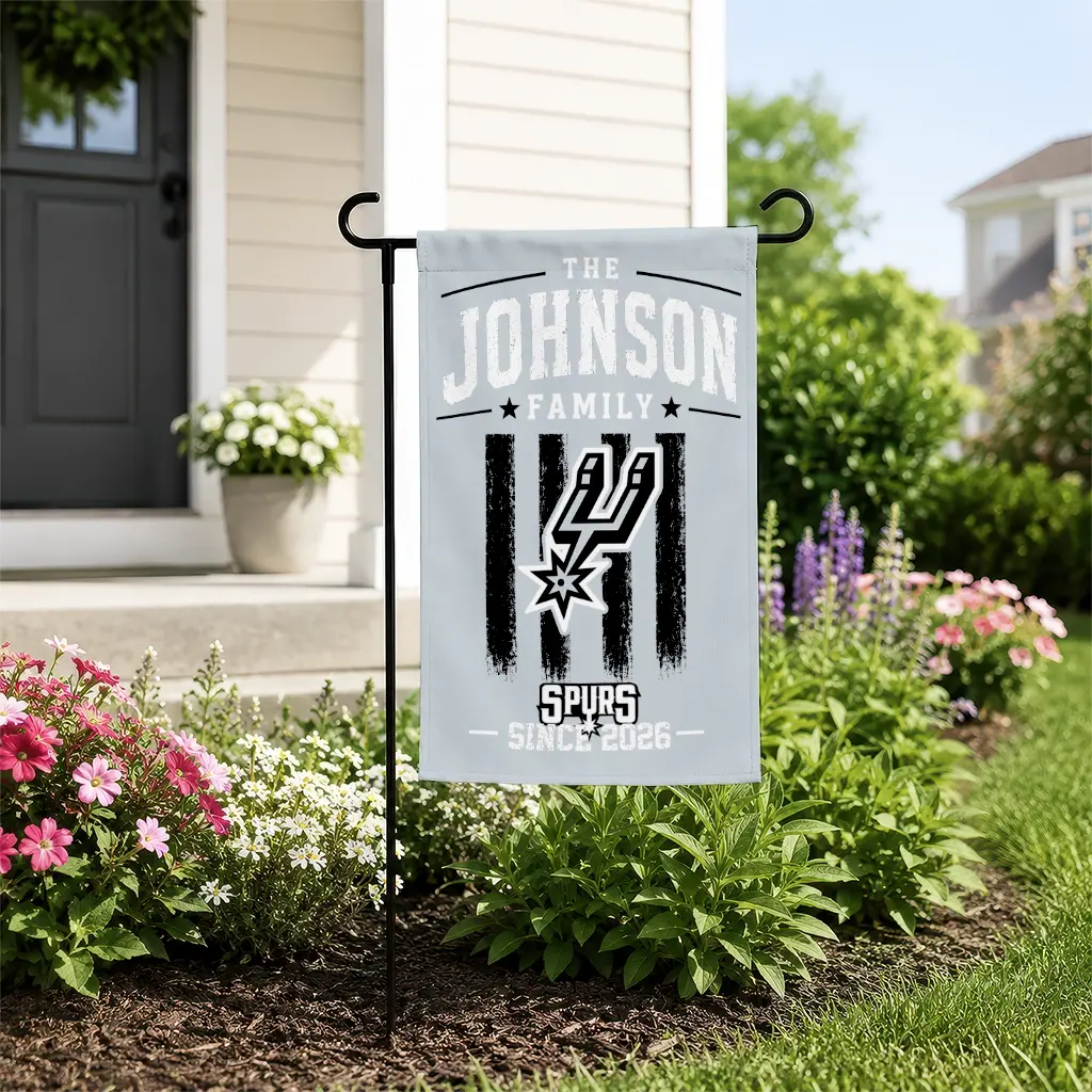 San Antonio Spurs Garden Flag Personalized Distressed Stripes Silver New Arrival San Antonio Spurs Garden Flag Personalized Distressed Stripes Silver New Arrival