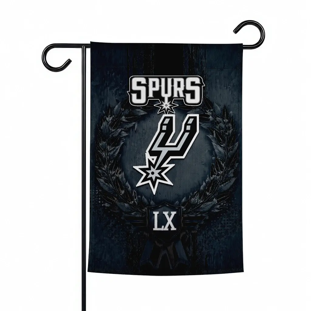 San Antonio Spurs Garden Flag Personalized Laurel Wreath Silver Best Selling San Antonio Spurs Garden Flag Personalized Laurel Wreath Silver Best Selling
