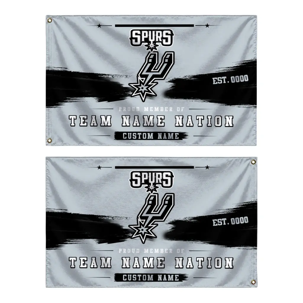 San Antonio Spurs House Flag Custom Brushed Streaks Silver Fashion Forward San Antonio Spurs House Flag Custom Brushed Streaks Silver Fashion Forward