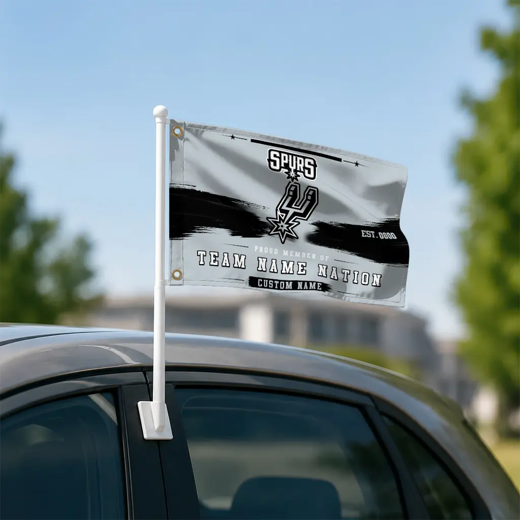 San Antonio Spurs House Flag Custom Brushed Streaks Silver Latest Model San Antonio Spurs House Flag Custom Brushed Streaks Silver Latest Model