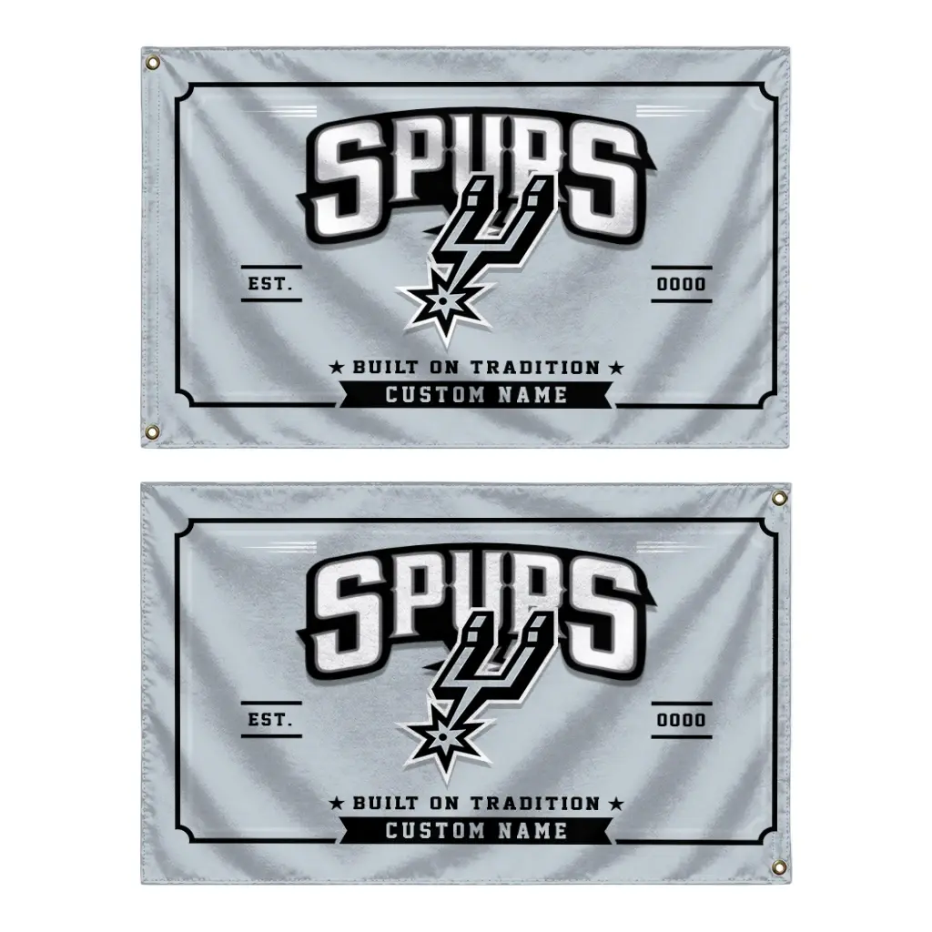 San Antonio Spurs House Flag Custom Ornate Border Silver Fashion Forward San Antonio Spurs House Flag Custom Ornate Border Silver Fashion Forward
