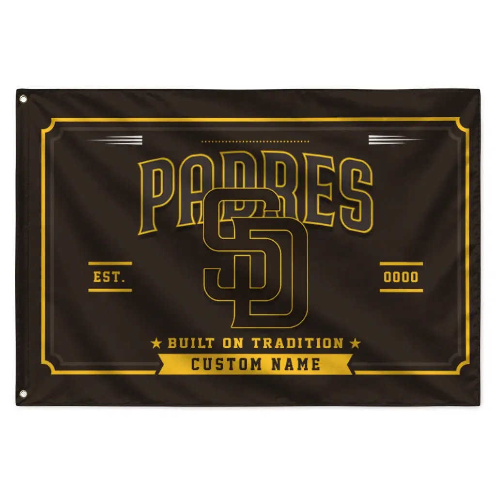 San Diego Padres House Flag Custom Ornate Border Brown Best Selling San Diego Padres House Flag Custom Ornate Border Brown Best Selling