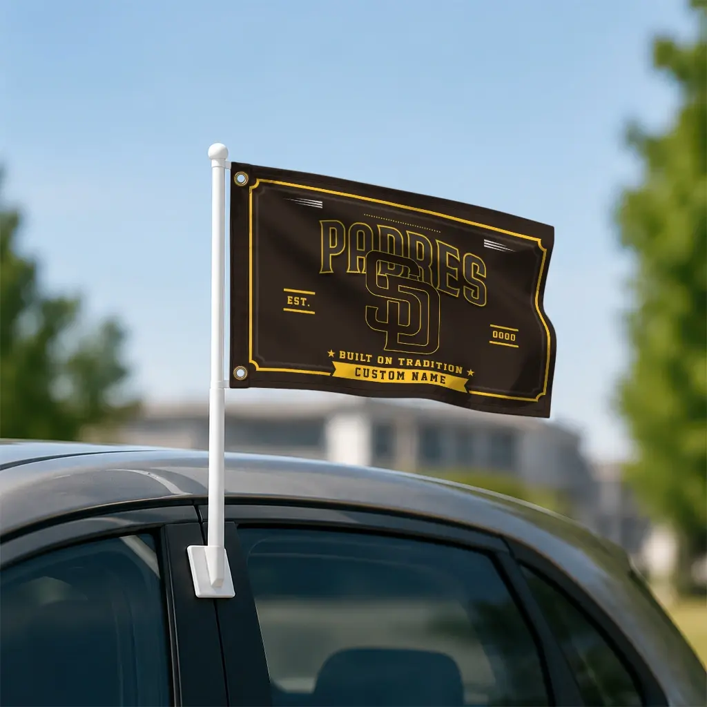 San Diego Padres House Flag Custom Ornate Border Brown Latest Model San Diego Padres House Flag Custom Ornate Border Brown Latest Model