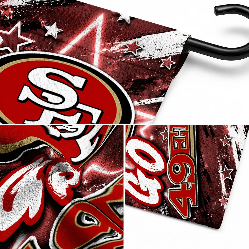 San Francisco 49ers Garden Flag Custom Glowing Star Red Latest Model San Francisco 49ers Garden Flag Custom Glowing Star Red Latest Model