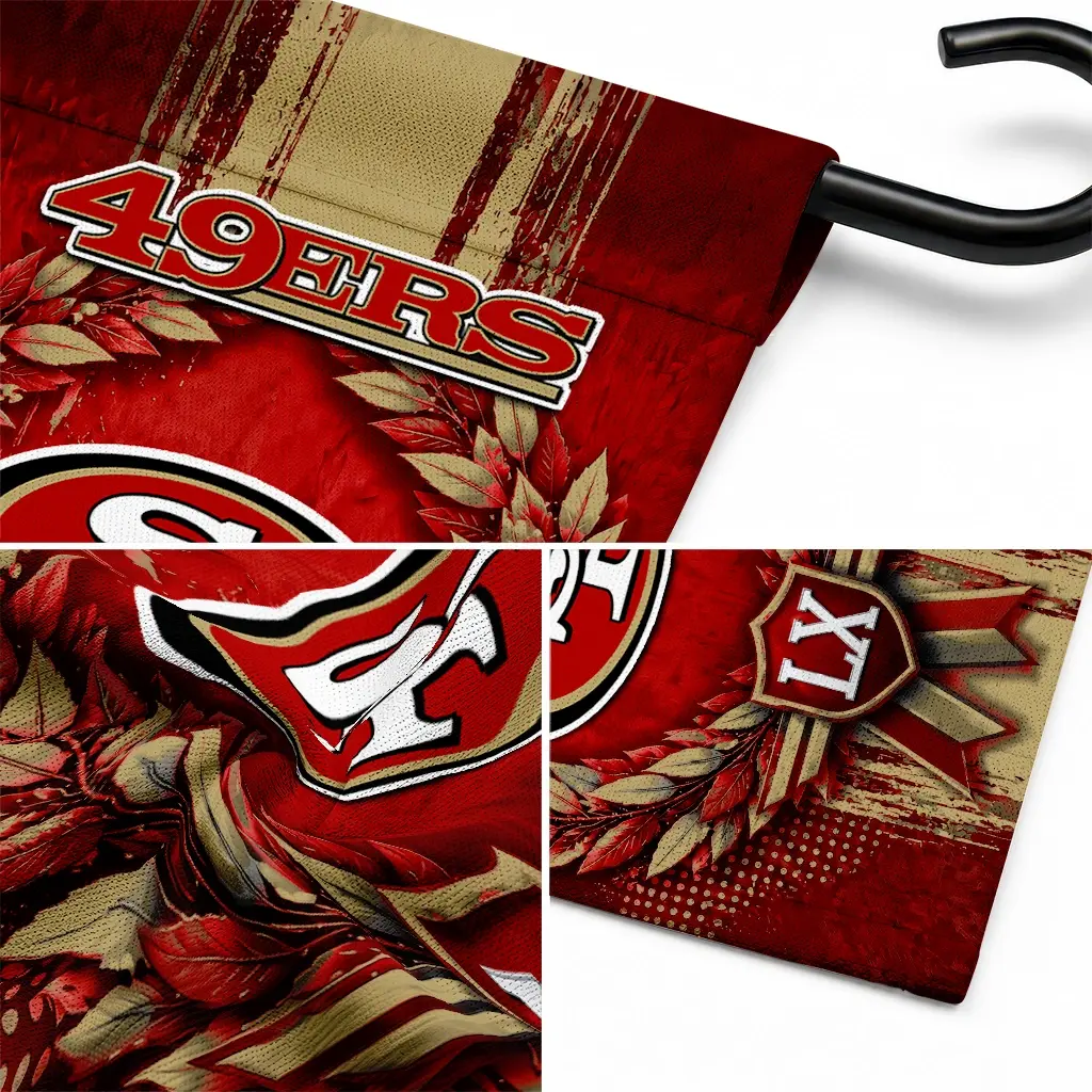 San Francisco 49ers Garden Flag Customized Laurel Wreath Red Latest Model San Francisco 49ers Garden Flag Customized Laurel Wreath Red Latest Model