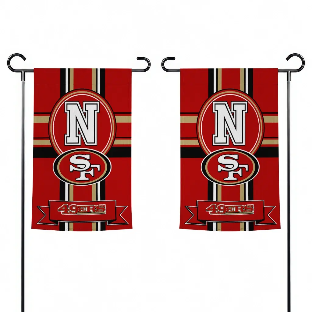 San Francisco 49ers Garden Flag Personalized Circle Medallion Red Fashion Forward San Francisco 49ers Garden Flag Personalized Circle Medallion Red Fashion Forward