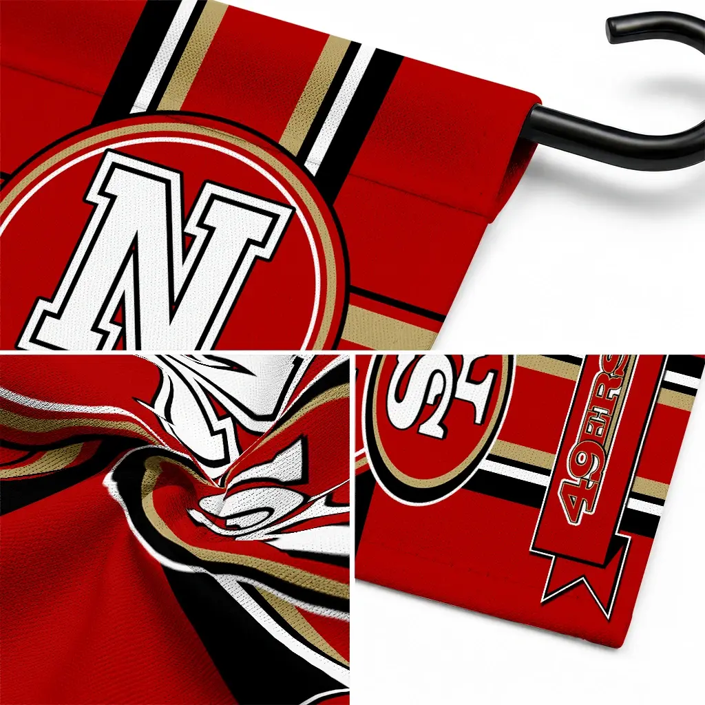 San Francisco 49ers Garden Flag Personalized Circle Medallion Red Latest Model San Francisco 49ers Garden Flag Personalized Circle Medallion Red Latest Model