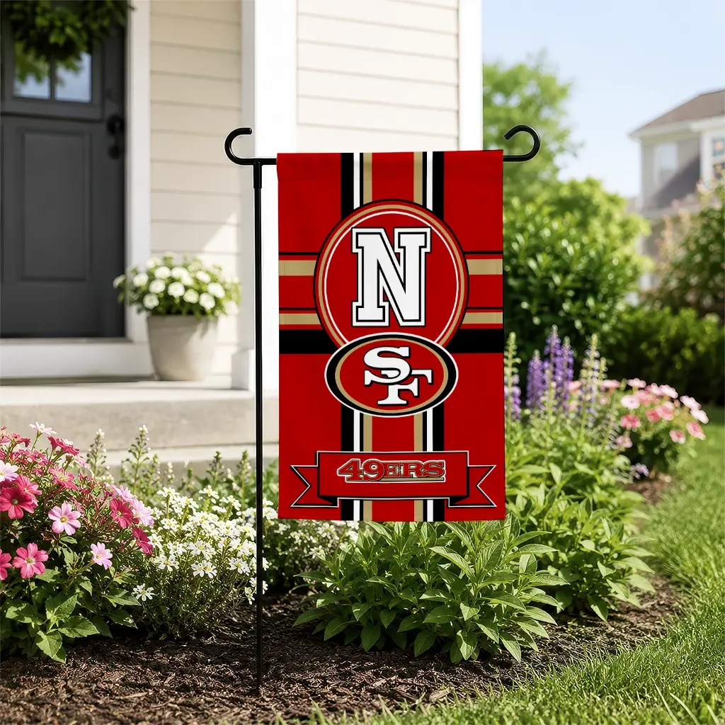 San Francisco 49ers Garden Flag Personalized Circle Medallion Red New Arrival San Francisco 49ers Garden Flag Personalized Circle Medallion Red New Arrival