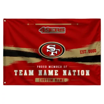 San Francisco 49ers House Flag Personalized Brushed Streaks Red Best Selling