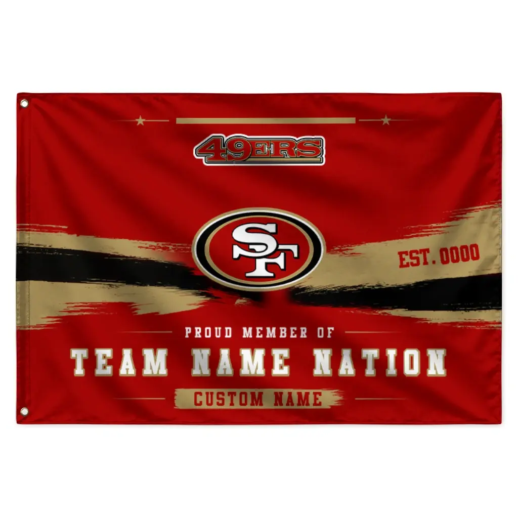 San Francisco 49ers House Flag Personalized Brushed Streaks Red Best Selling San Francisco 49ers House Flag Personalized Brushed Streaks Red Best Selling
