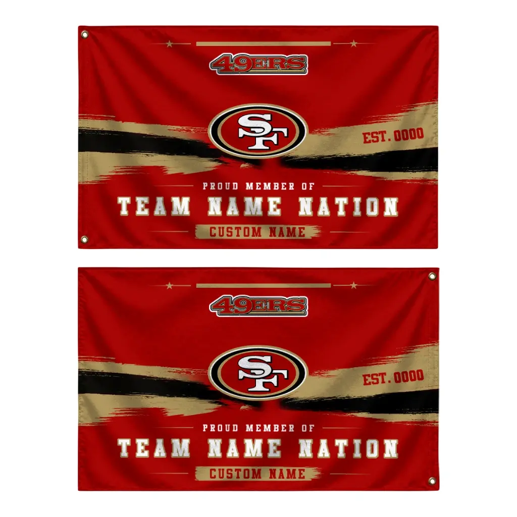 San Francisco 49ers House Flag Personalized Brushed Streaks Red Fashion Forward San Francisco 49ers House Flag Personalized Brushed Streaks Red Fashion Forward