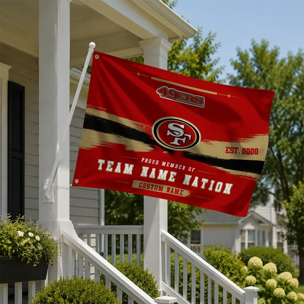 San Francisco 49ers House Flag Personalized Brushed Streaks Red New Arrival San Francisco 49ers House Flag Personalized Brushed Streaks Red New Arrival
