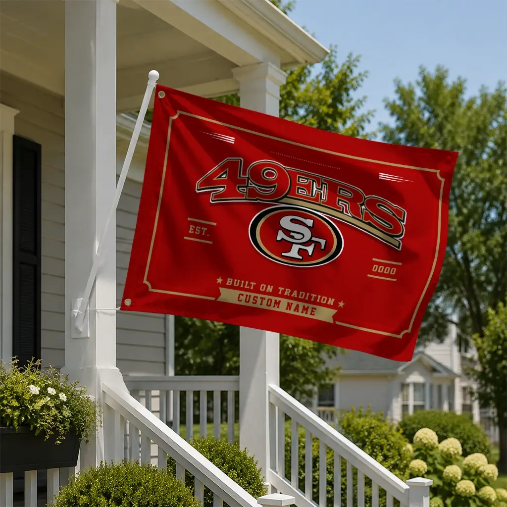 San Francisco 49ers House Flag Personalized Ornate Border Red New Arrival San Francisco 49ers House Flag Personalized Ornate Border Red New Arrival