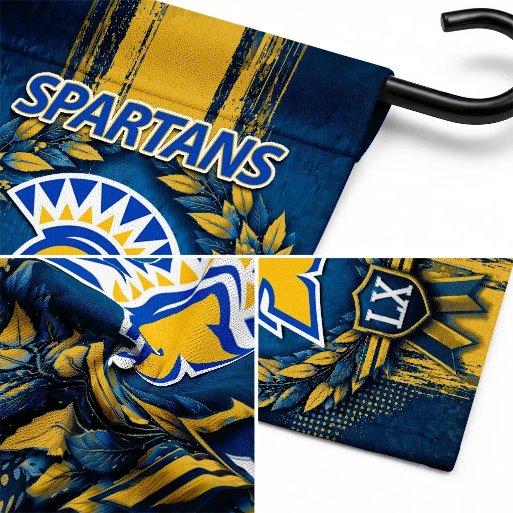 San Jose State Spartans Garden Flag Custom Laurel Wreath Blue Latest Model San Jose State Spartans Garden Flag Custom Laurel Wreath Blue Latest Model