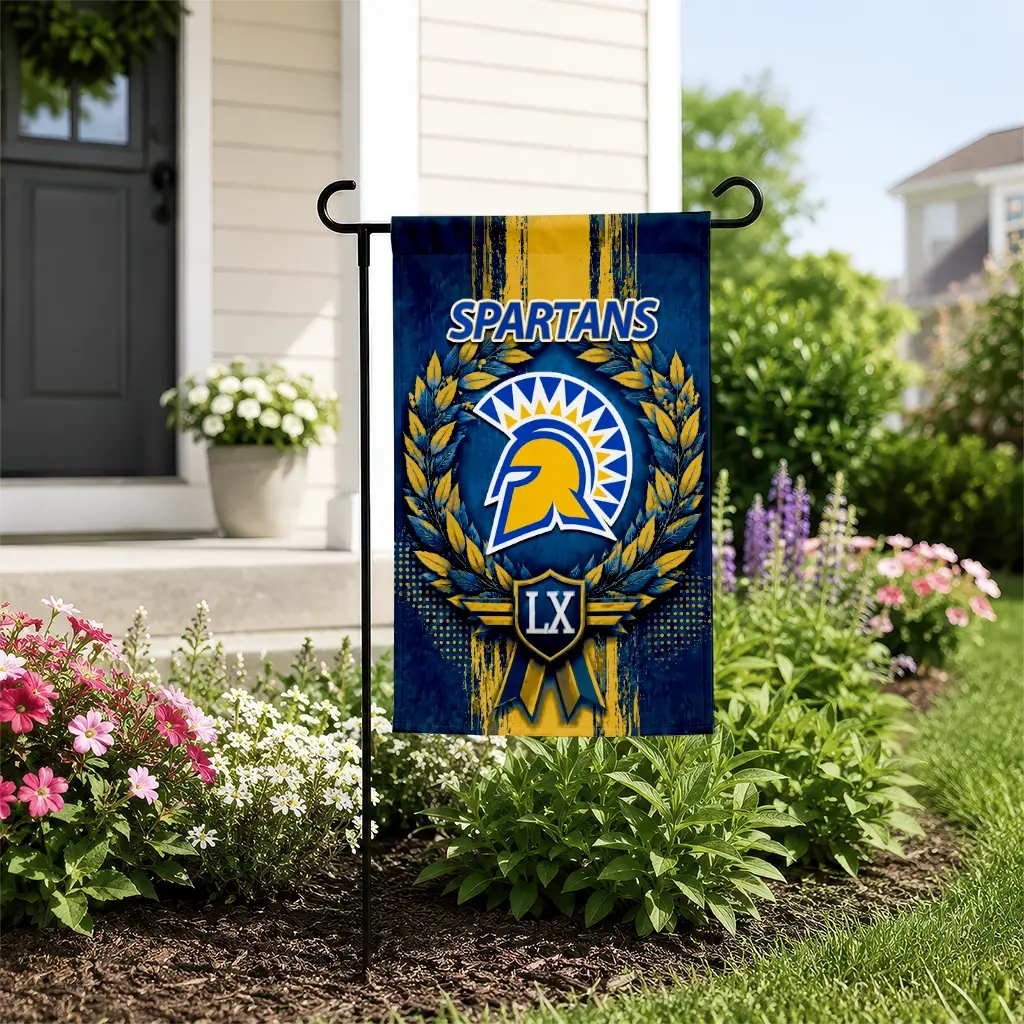 San Jose State Spartans Garden Flag Custom Laurel Wreath Blue New Arrival San Jose State Spartans Garden Flag Custom Laurel Wreath Blue New Arrival
