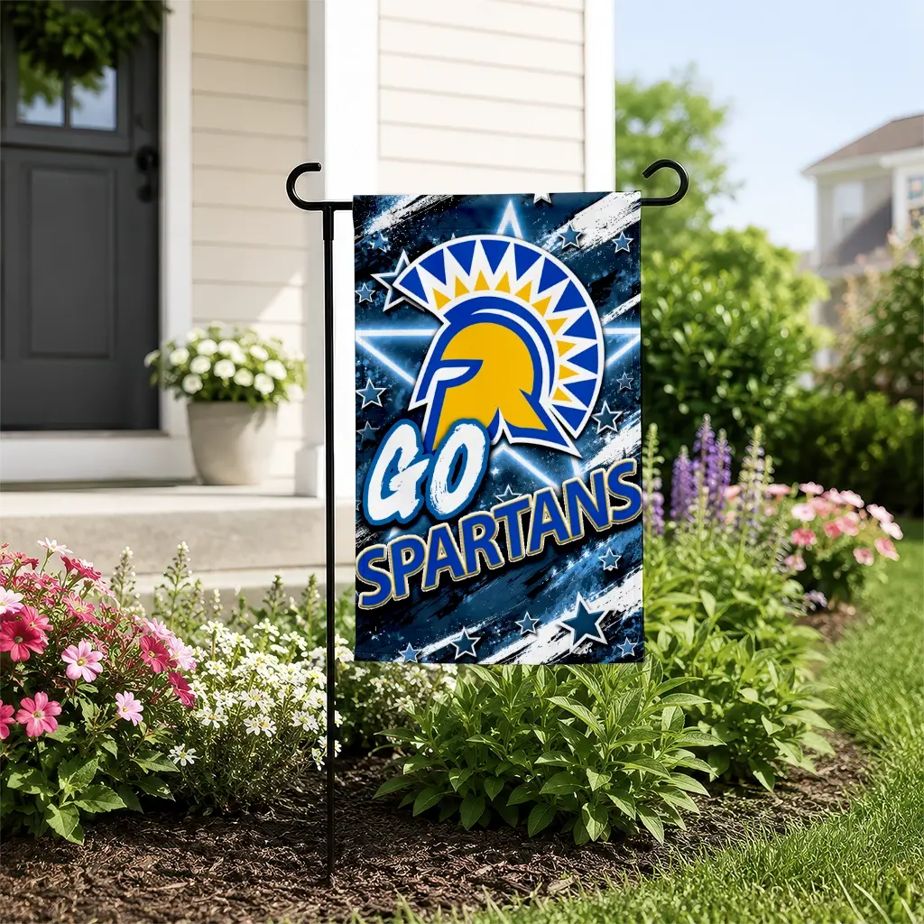 San Jose State Spartans Garden Flag Personalized Glowing Star Blue New Arrival San Jose State Spartans Garden Flag Personalized Glowing Star Blue New Arrival