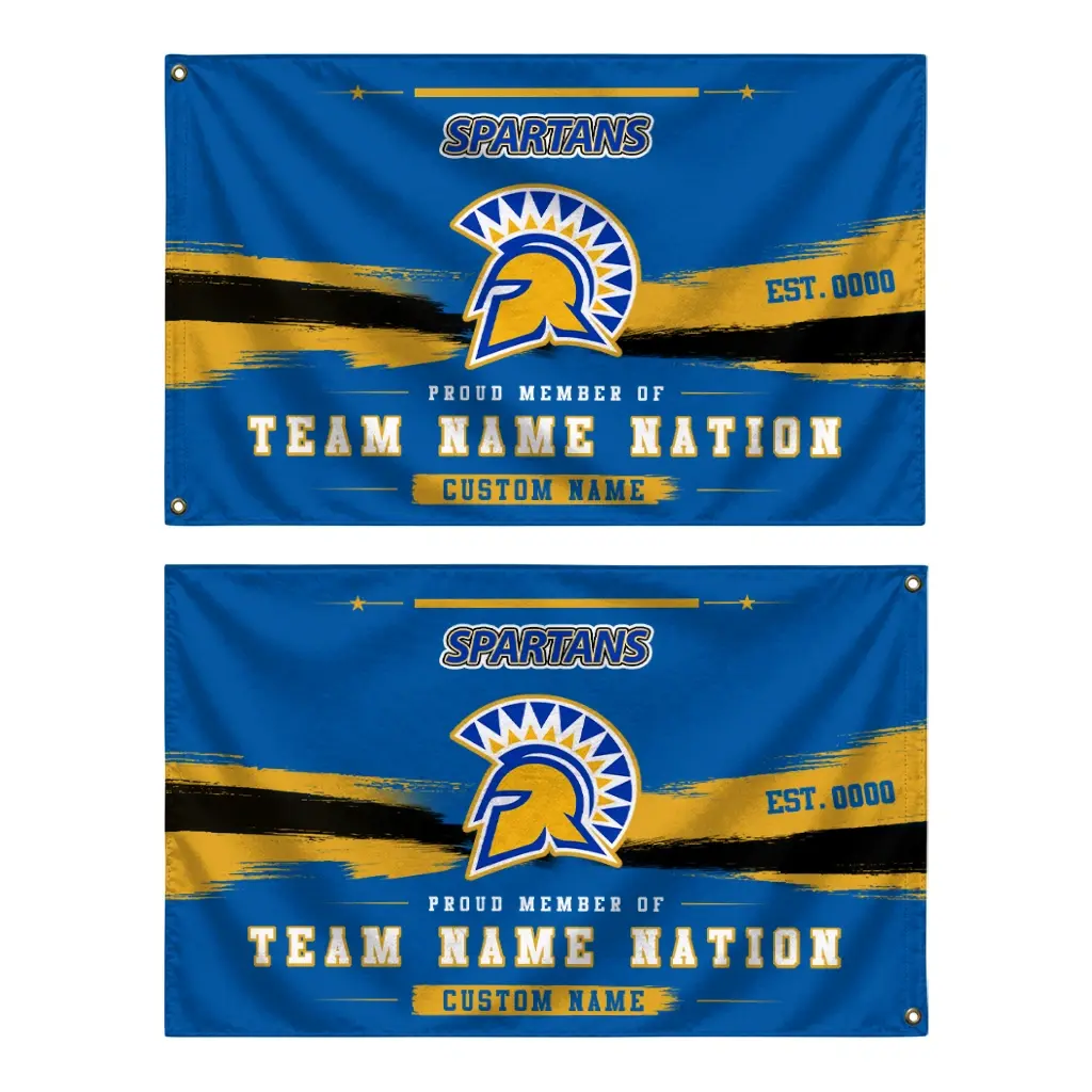 San Jose State Spartans House Flag Customized Brushed Streaks Blue Fashion Forward San Jose State Spartans House Flag Customized Brushed Streaks Blue Fashion Forward