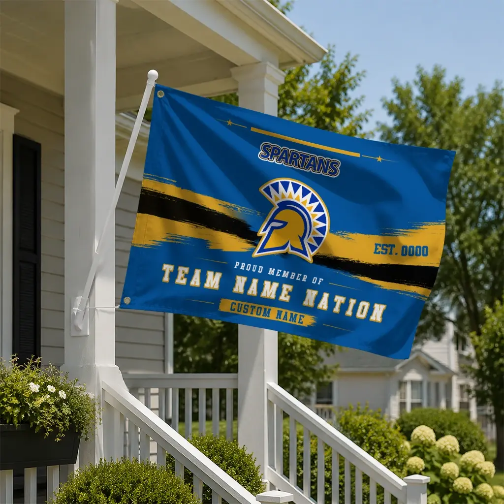 San Jose State Spartans House Flag Customized Brushed Streaks Blue New Arrival San Jose State Spartans House Flag Customized Brushed Streaks Blue New Arrival