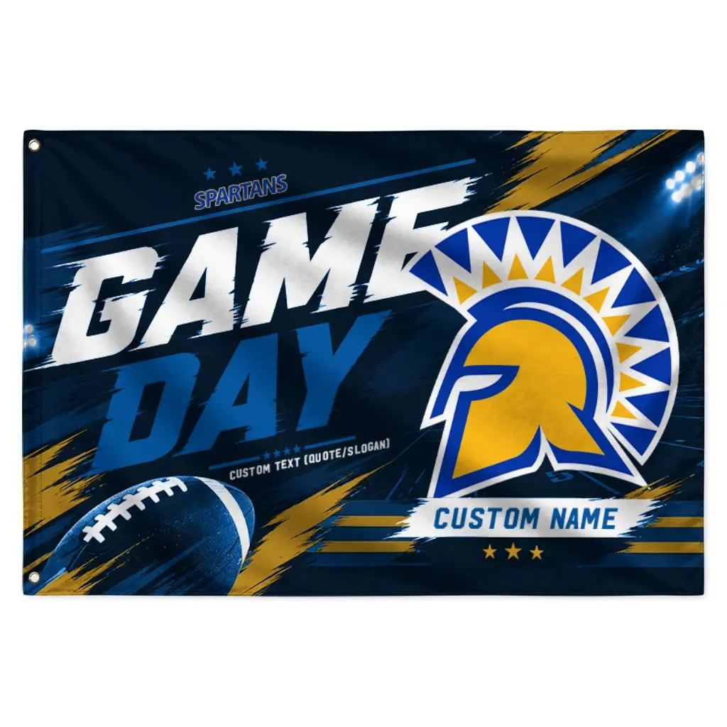 San Jose State Spartans House Flag Personalized Action Streaks Blue Best Selling San Jose State Spartans House Flag Personalized Action Streaks Blue Best Selling