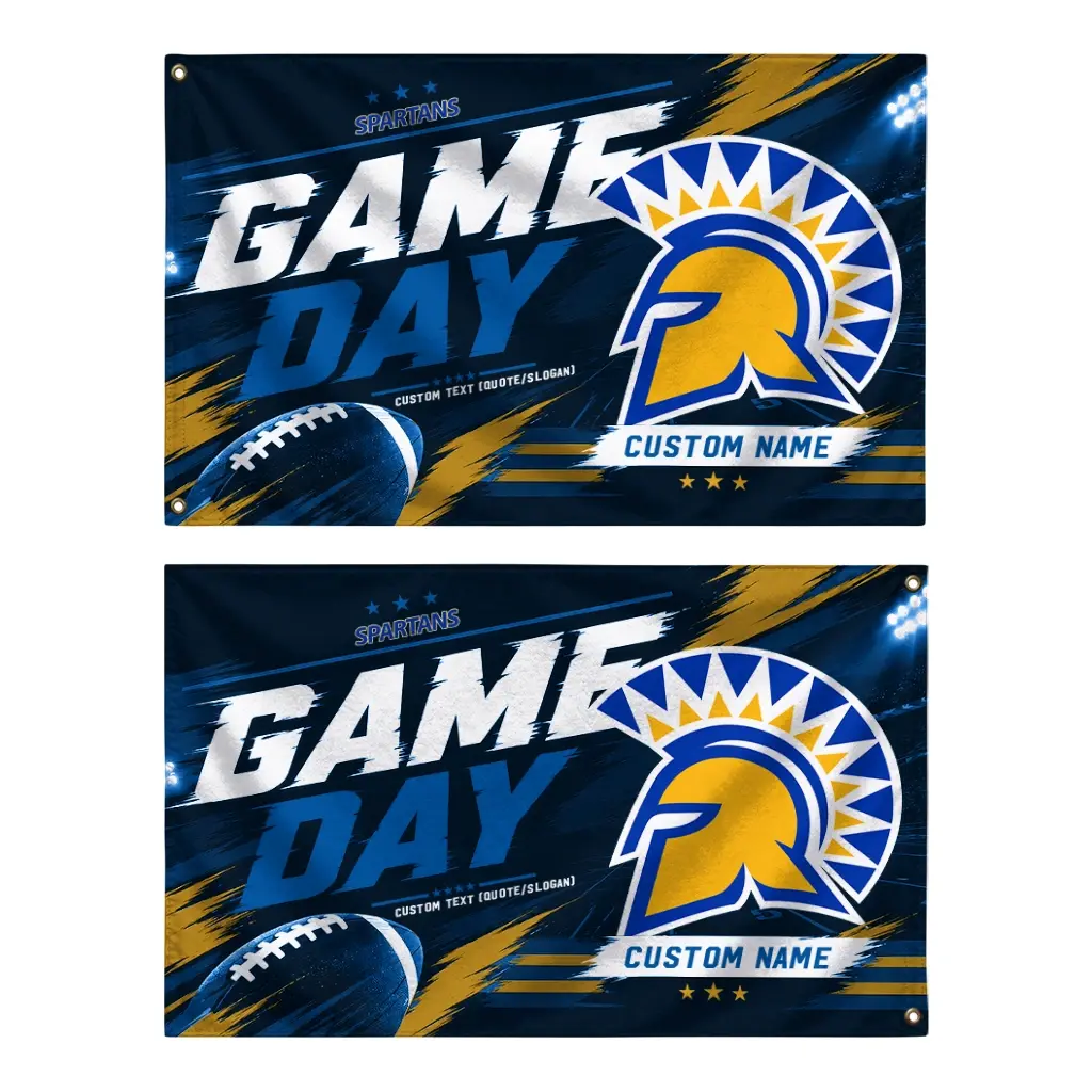 San Jose State Spartans House Flag Personalized Action Streaks Blue Fashion Forward San Jose State Spartans House Flag Personalized Action Streaks Blue Fashion Forward