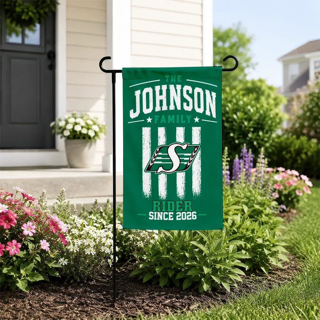 Saskatchewan Roughriders Garden Flag Personalized Distressed Stripes Green New Arrival Saskatchewan Roughriders Garden Flag Personalized Distressed Stripes Green New Arrival