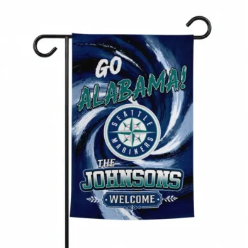 Seattle Mariners Garden Flag Custom Swirl Vortex Navy Blue Best Selling