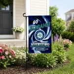Seattle Mariners Garden Flag Custom Swirl Vortex Navy Blue Best Selling