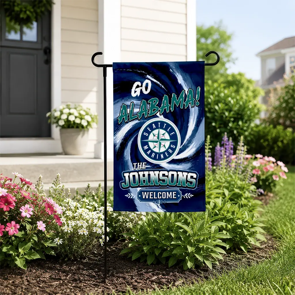 Seattle Mariners Garden Flag Custom Swirl Vortex Navy Blue New Arrival Seattle Mariners Garden Flag Custom Swirl Vortex Navy Blue New Arrival