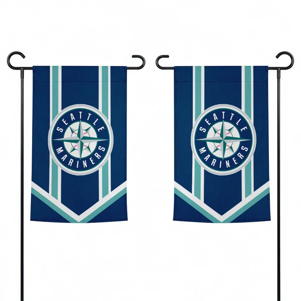 Seattle Mariners Garden Flag Personalized Chevron Stripes Navy Blue Fashion Forward Seattle Mariners Garden Flag Personalized Chevron Stripes Navy Blue Fashion Forward