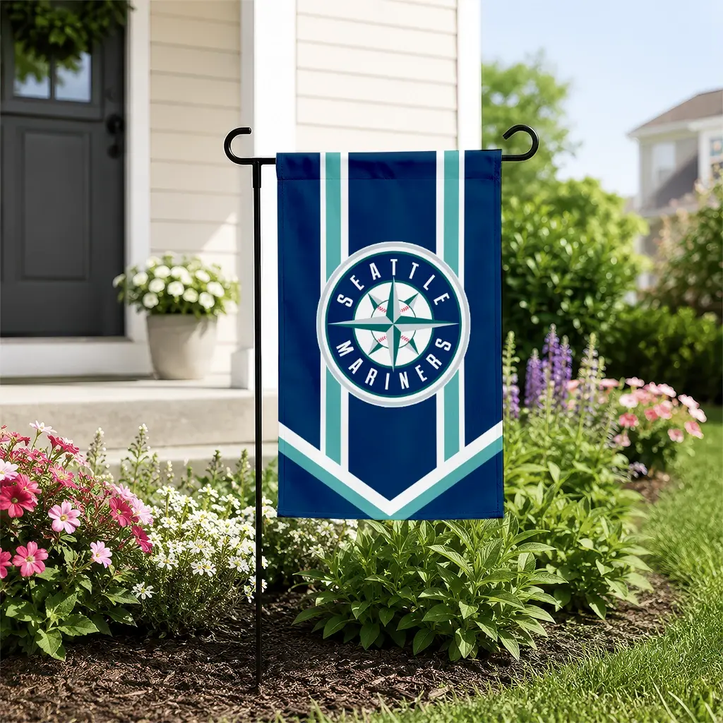 Seattle Mariners Garden Flag Personalized Chevron Stripes Navy Blue New Arrival Seattle Mariners Garden Flag Personalized Chevron Stripes Navy Blue New Arrival