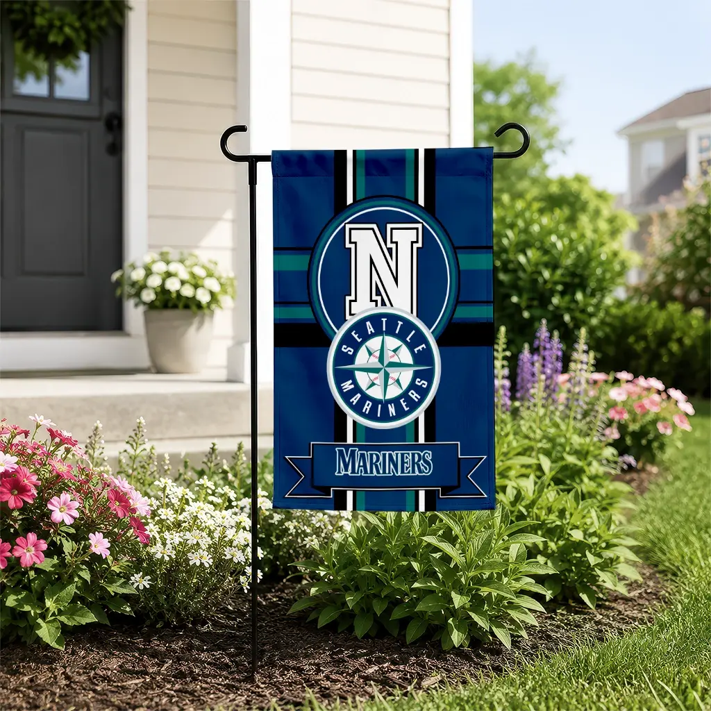 Seattle Mariners Garden Flag Personalized Circle Medallion Navy Blue New Arrival Seattle Mariners Garden Flag Personalized Circle Medallion Navy Blue New Arrival