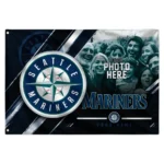 Seattle Mariners House Flag Custom Diagonal Stripes Navy Blue Best Selling