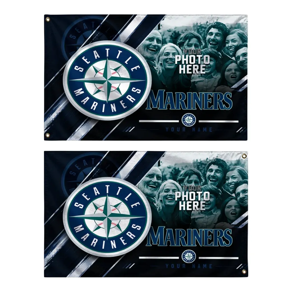 Seattle Mariners House Flag Custom Diagonal Stripes Navy Blue Fashion Forward Seattle Mariners House Flag Custom Diagonal Stripes Navy Blue Fashion Forward