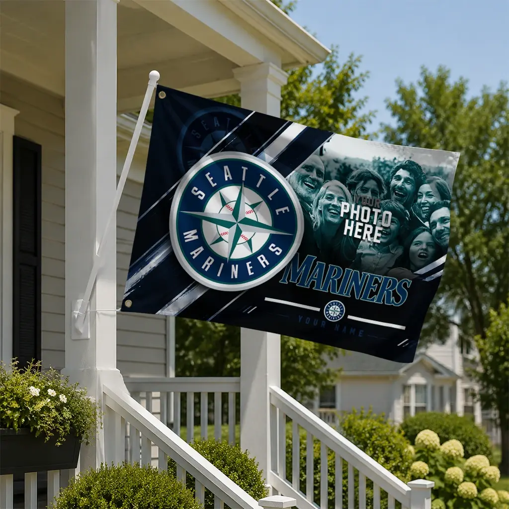 Seattle Mariners House Flag Custom Diagonal Stripes Navy Blue New Arrival Seattle Mariners House Flag Custom Diagonal Stripes Navy Blue New Arrival