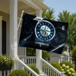 Seattle Mariners House Flag Customized Speed Slashes Navy Blue Best Selling