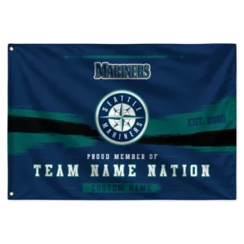 Seattle Mariners House Flag Personalized Brushed Streaks Navy Blue Best Selling