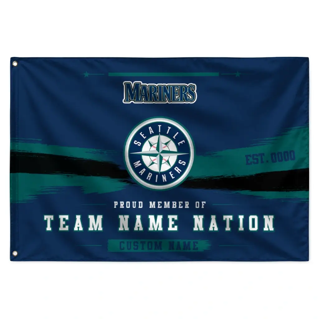 Seattle Mariners House Flag Personalized Brushed Streaks Navy Blue Best Selling Seattle Mariners House Flag Personalized Brushed Streaks Navy Blue Best Selling