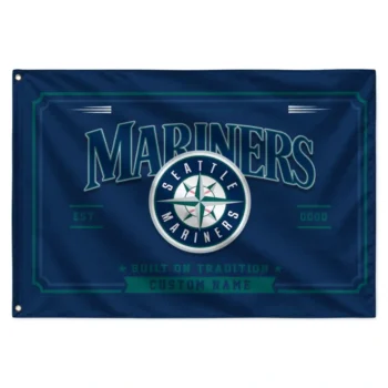 Seattle Mariners House Flag Personalized Ornate Border Navy Blue Best Selling