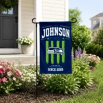 Seattle Seahawks Garden Flag Personalized Distressed Stripes Blue Best Selling