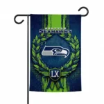 Seattle Seahawks Garden Flag Personalized Laurel Wreath Blue Best Selling