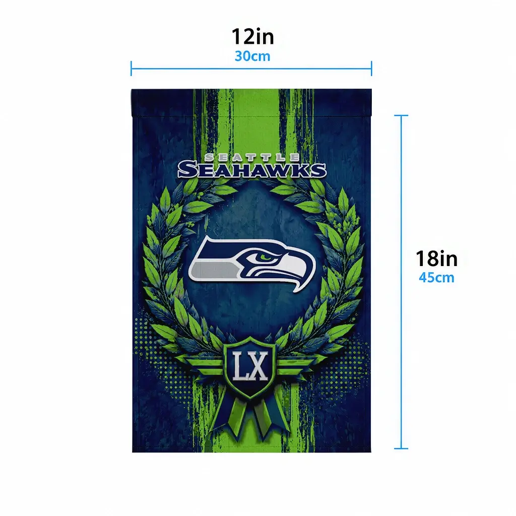 Seattle Seahawks Garden Flag Personalized Laurel Wreath Blue High Quality Seattle Seahawks Garden Flag Personalized Laurel Wreath Blue High Quality