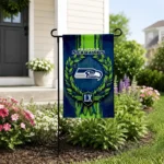 Seattle Seahawks Garden Flag Personalized Laurel Wreath Blue Best Selling