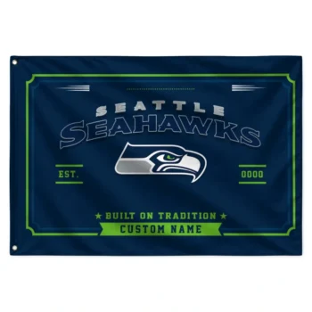 Seattle Seahawks House Flag Custom Ornate Border Blue Best Selling